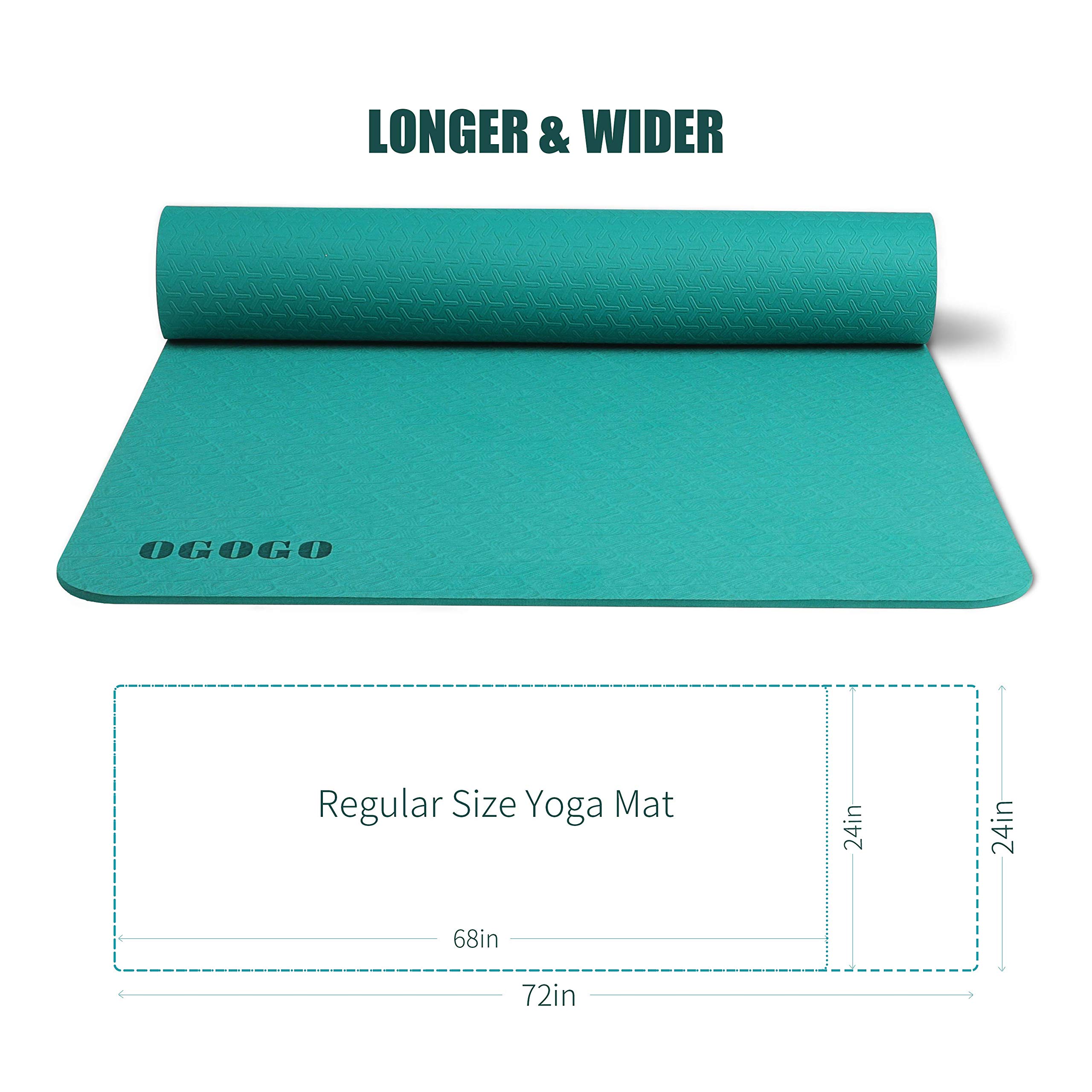 OGOGO Yoga Mat Double-Sided Non Slip,Eco Friendly Exercise Yoga Mat for Men and Women,Thick High Density Pro Mat with Carrying Strap
