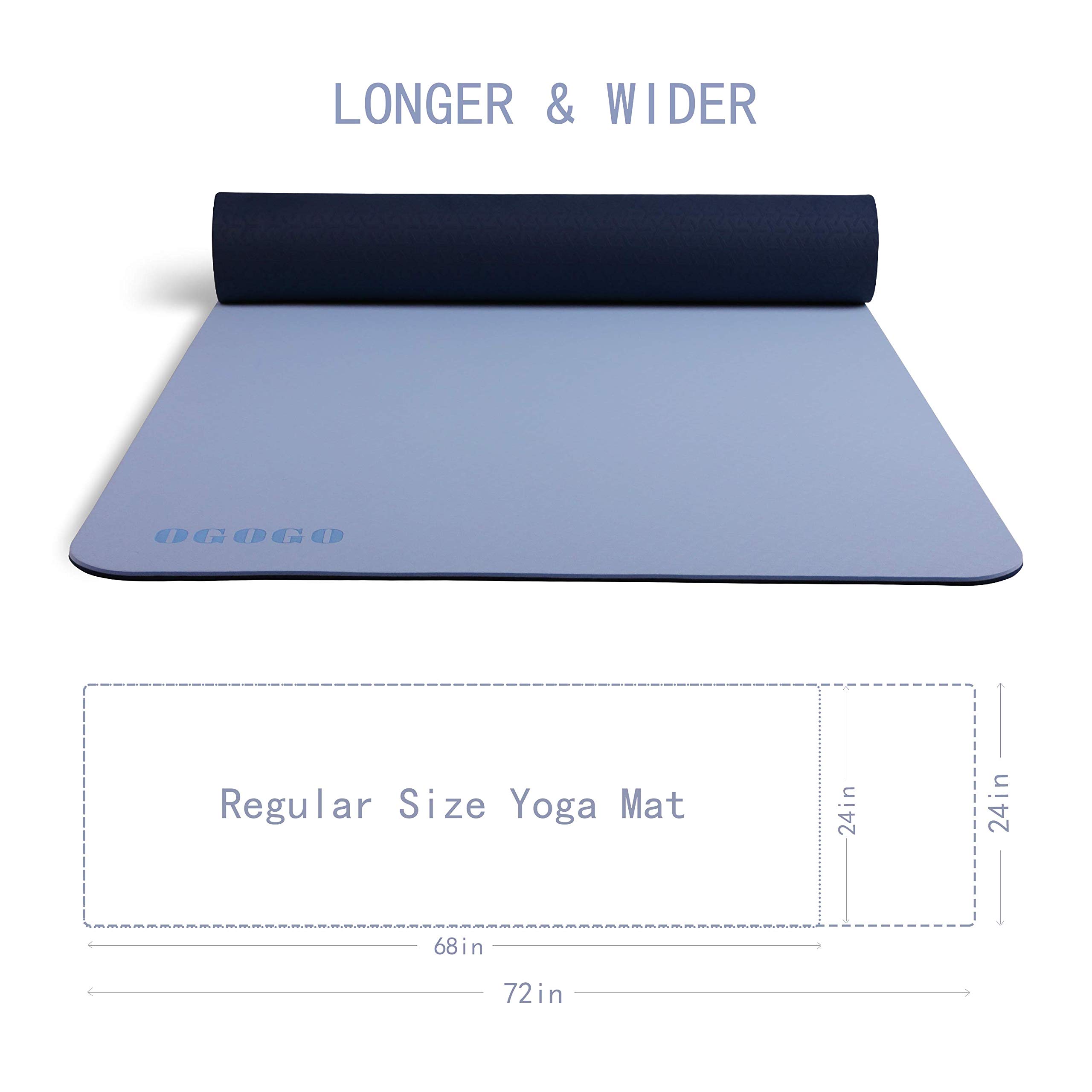 OGOGO Yoga Mat Double-Sided Non Slip,Eco Friendly Exercise Yoga Mat for Men and Women,Thick High Density Pro Mat with Carrying Strap