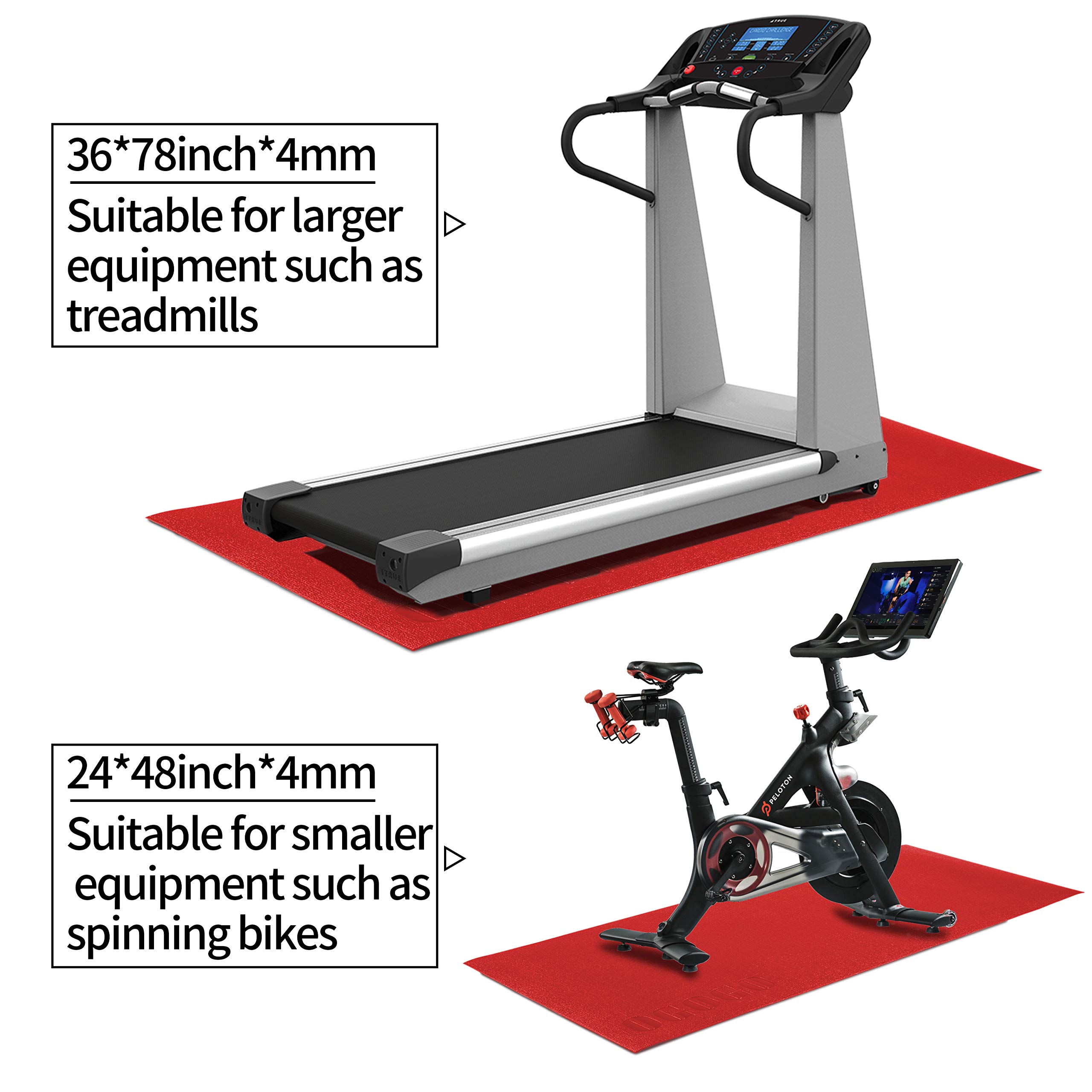 OGOGO Treadmill mat - Exercise Equipment mat for Home Workout， Spin Bike mat use On Hardwood Floors and Carpet Protection