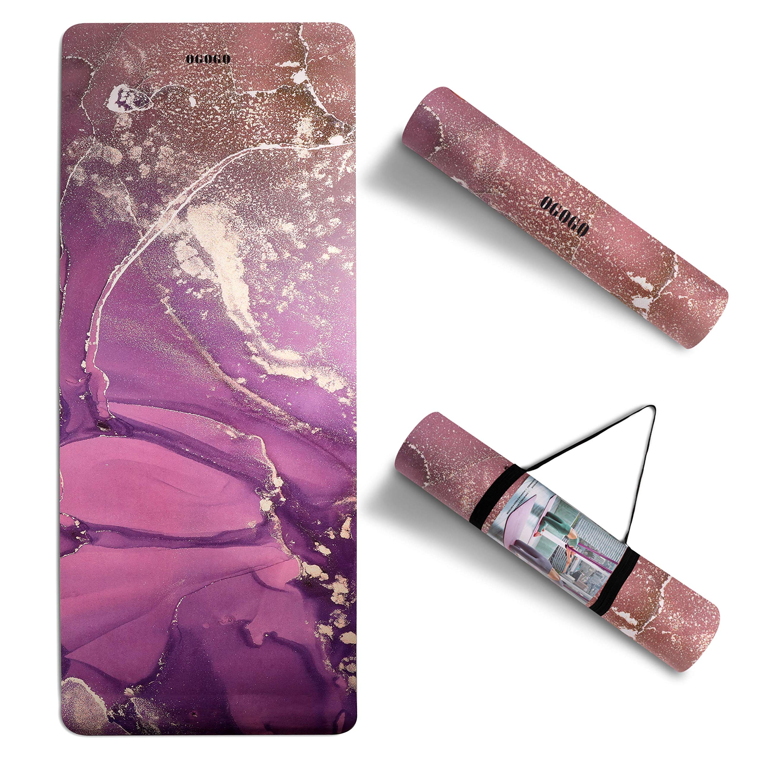 OGOGO Suede Yoga Mat,Non Slip Eco Friendly Fitness Exercise Mat with Carrying Strap,Pro Yoga Mats for Women and Men,Workout Mats for Home