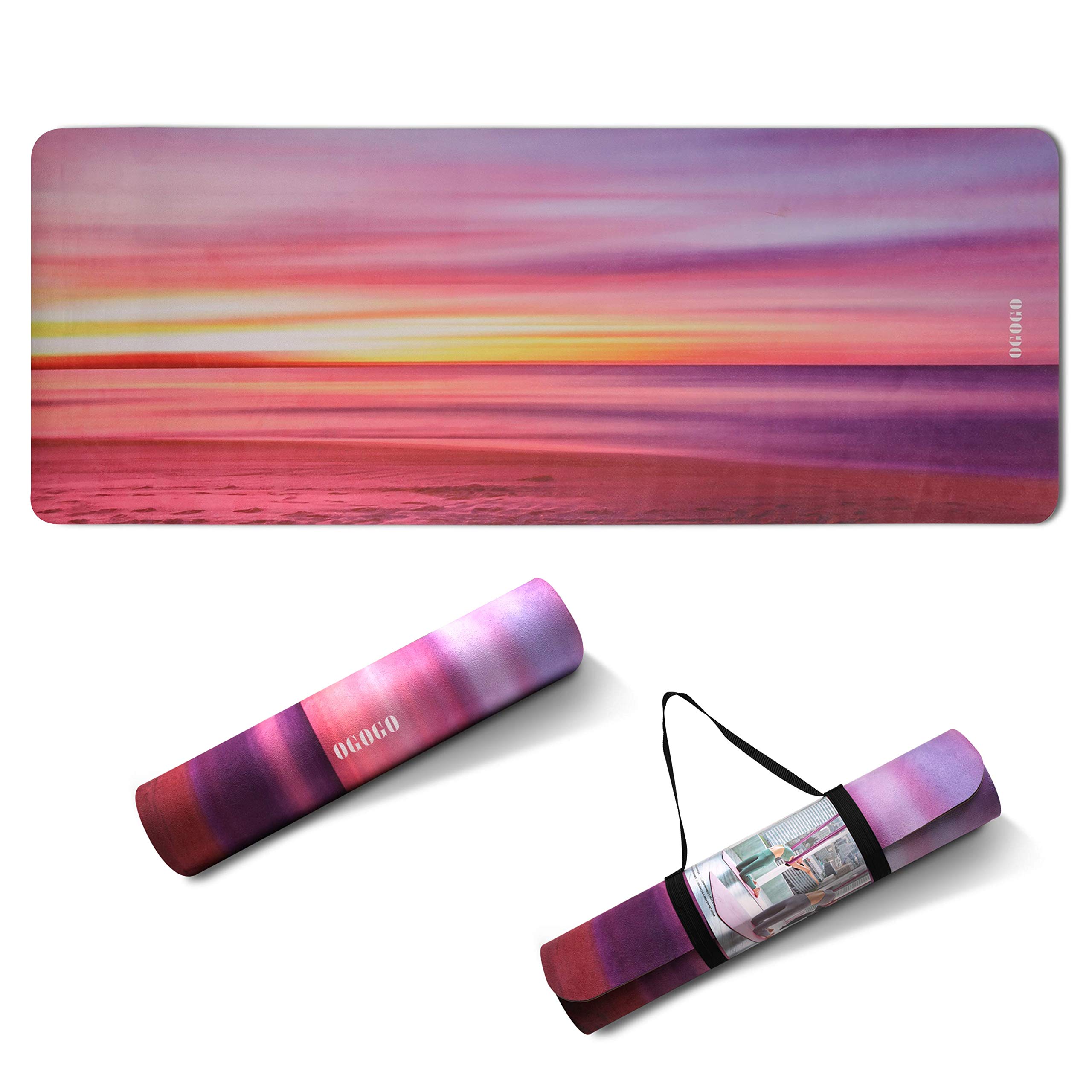 OGOGO Suede Yoga Mat,Non Slip Eco Friendly Fitness Exercise Mat with Carrying Strap,Pro Yoga Mats for Women and Men,Workout Mats for Home