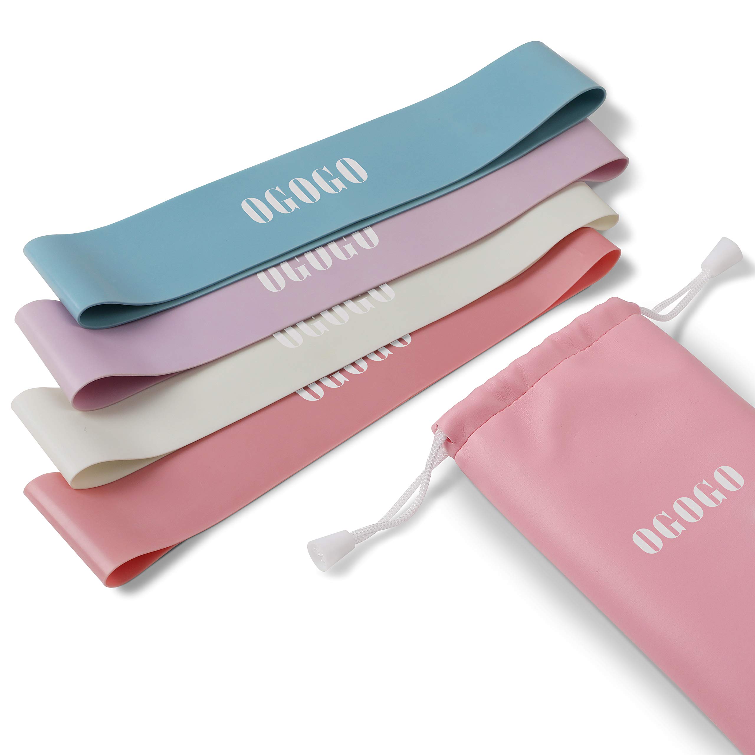 Resistance Bands - Exercise Loop Bands for Home Fitness, Stretching, Strength Training, Physical Therapy, Natural Latex Stretch Bands with Carry Bag, Set of 4