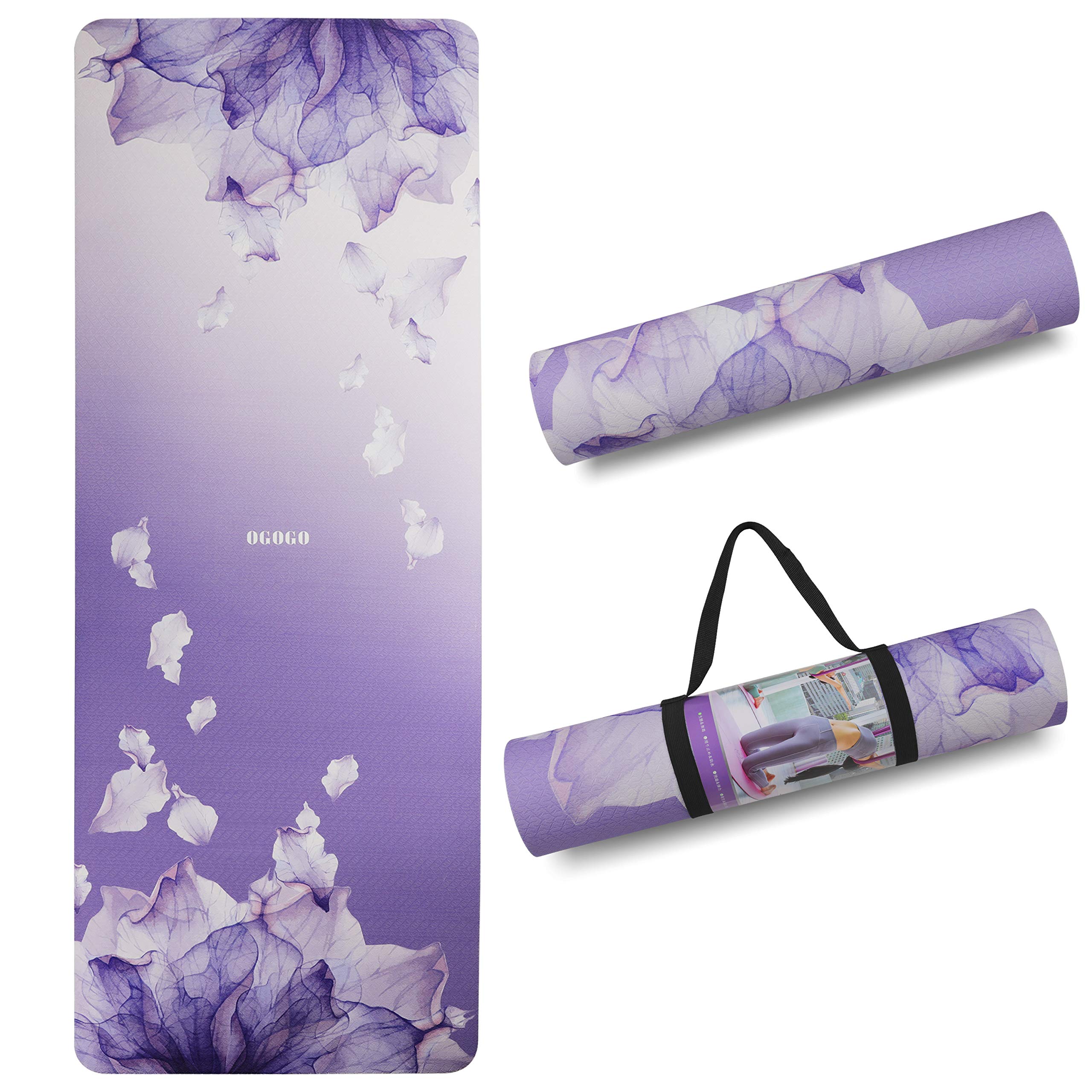 OGOGO Yoga Mat - Thick Non Slip Yoga Mat for Women and Men, ECO-Friendly Yoga Mat with Strap for Home Fitness Exercise Workout Pilate