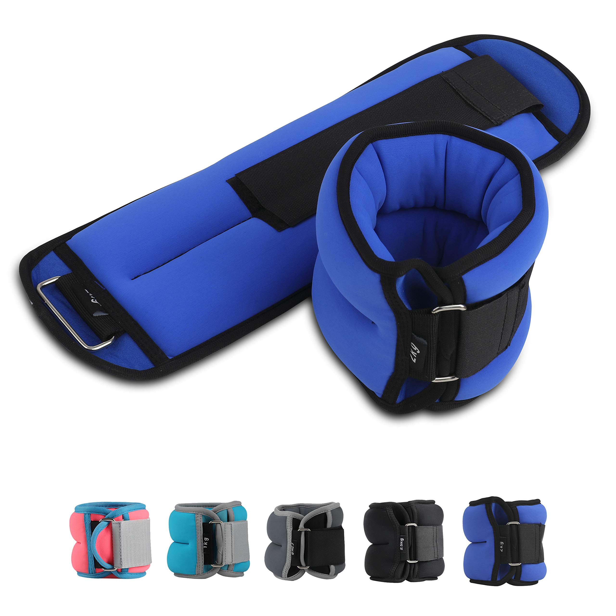 Ankle Weights for Women, Men - Wrist/Leg/Arm Weights Set (1 Pair)with Adjustable Strap for Walking, jogging, Gymnastics, Aerobics, Home, Gym, Fitness, Exercise (1lb, 2lb, 3lb, 4lb, 5lb)