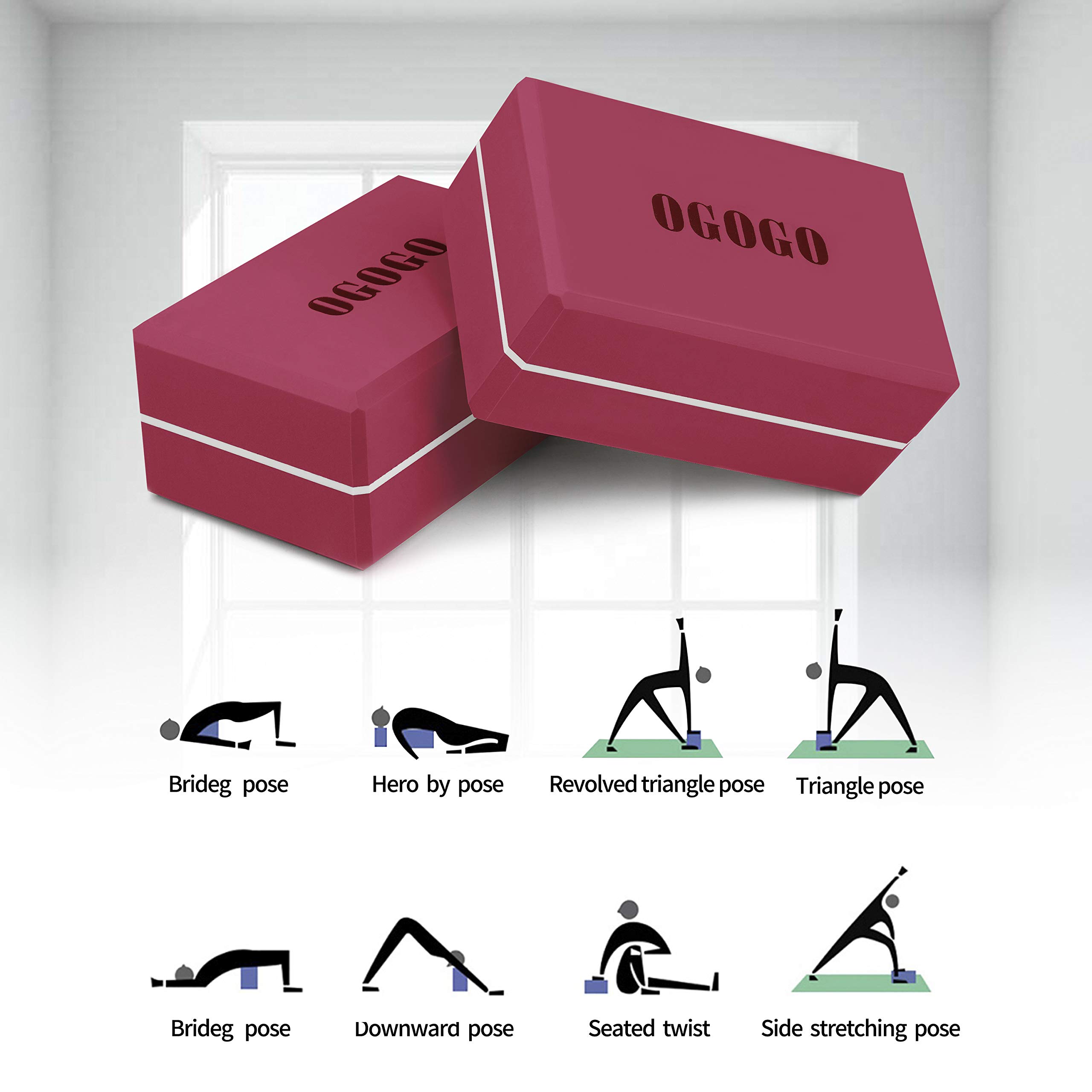 Yoga Block 2 Pack - High Density Soft Non-Slip Yoga Brick for women, Increase Posture Flexibility and Maintain Body Balance