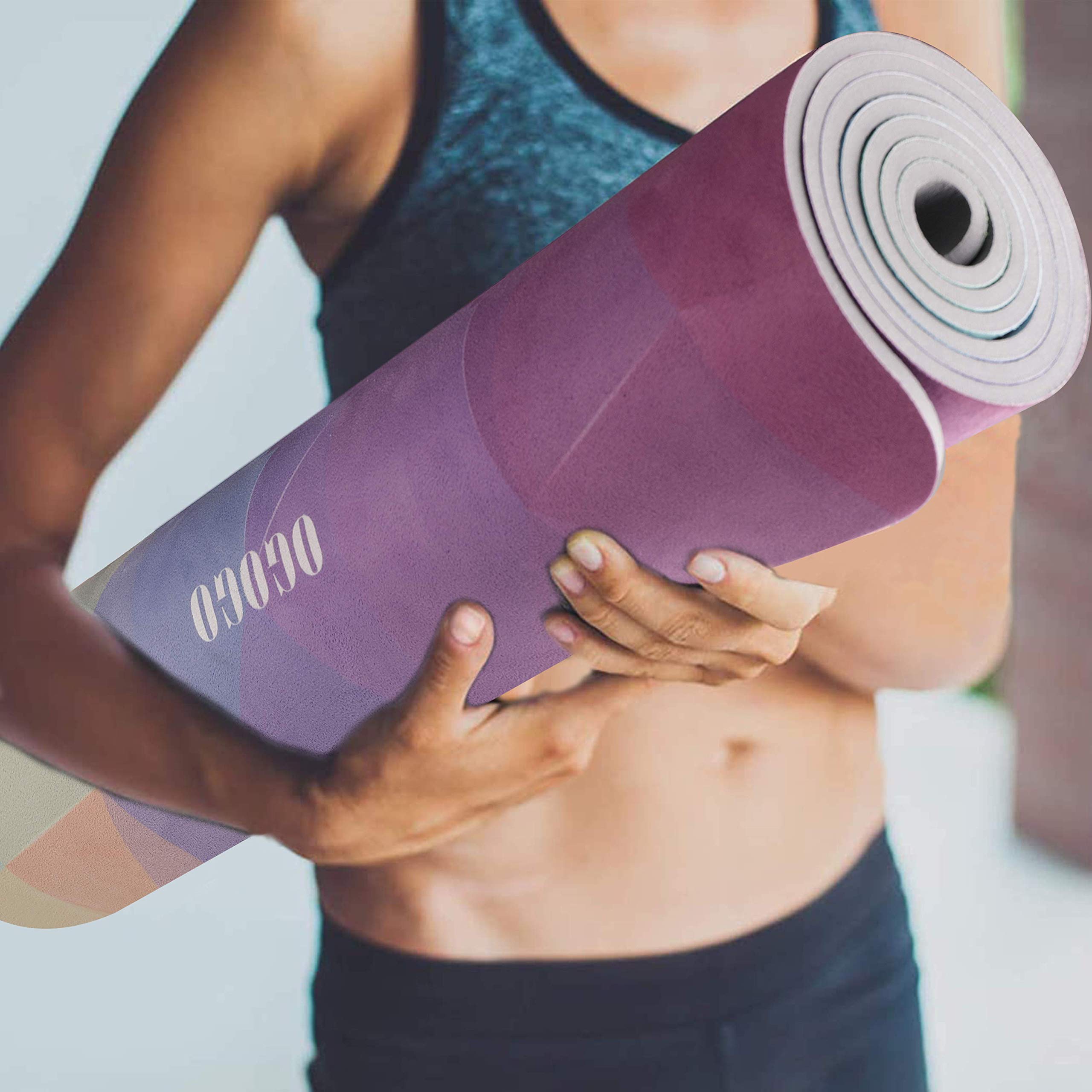 OGOGO Suede Yoga Mat,Non Slip Eco Friendly Fitness Exercise Mat with Carrying Strap,Pro Yoga Mats for Women and Men,Workout Mats for Home