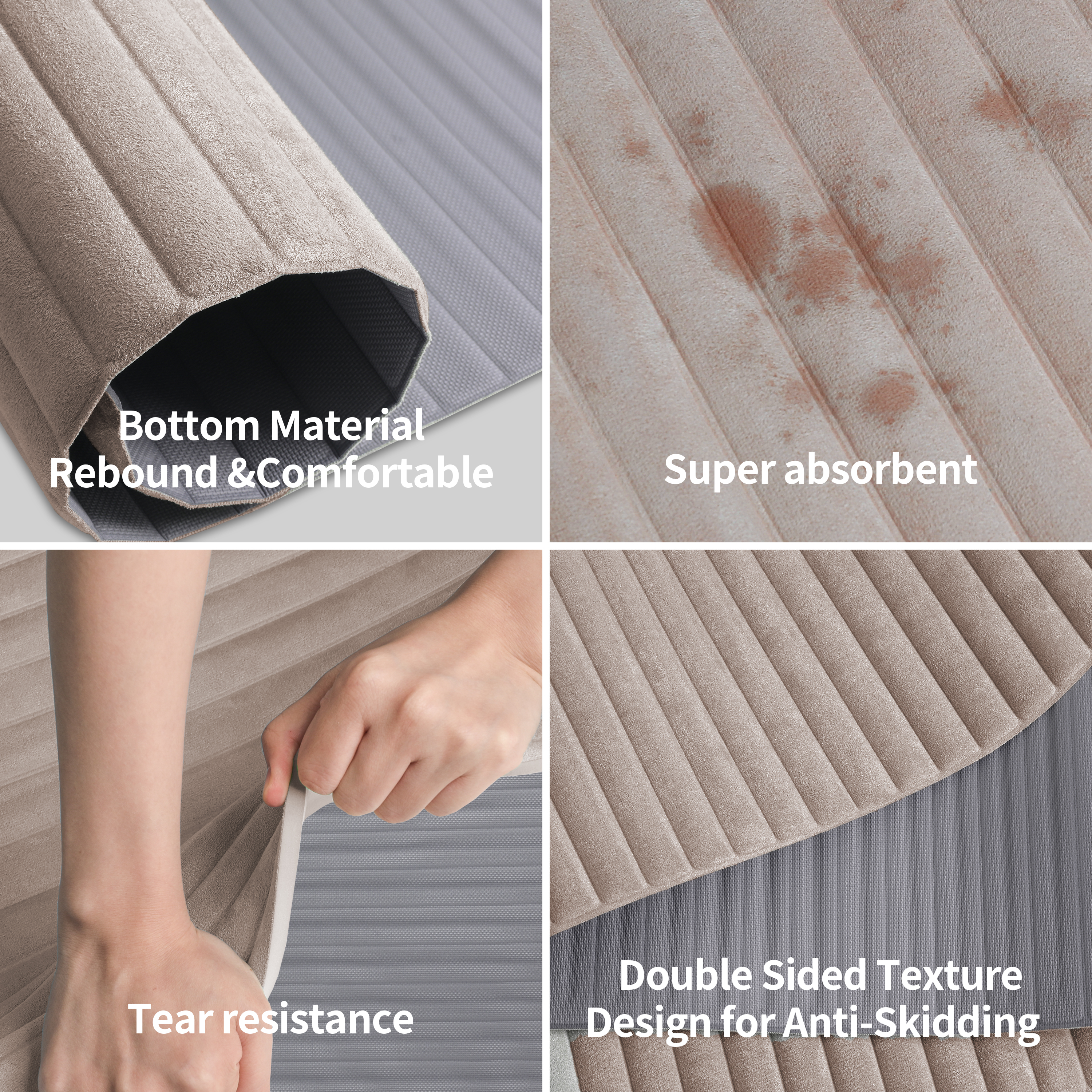 OGOGO Yoga Mat with Suede Finish, Extra Long and Wide 74 x 26 x 1/3 Thick POE Material, Wavy Texture Non-Slip Design, Reinforced Edges, Includes Carrying Strap